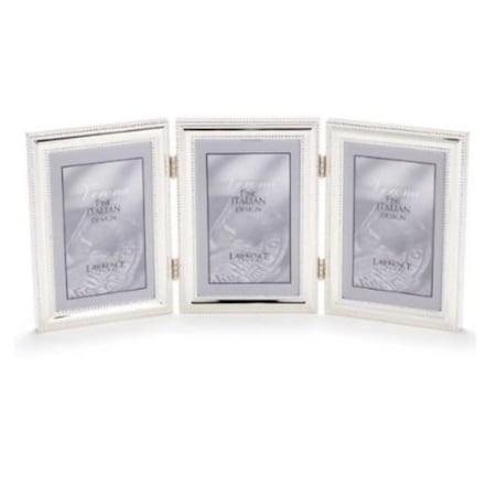 Lawrence Frames Lawrence Frames 510746T Lawrence Frames 4x6 Hinged Triple - Vertical - Metal Picture Frame Silver-Plate with Delicate Beading 510746T